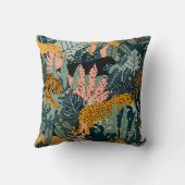 トロピカルヒョウとタイガープリントジャングルパターン クッション (裏面)