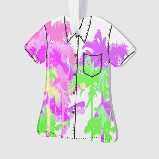 トロピカルヒートウェーブネオンハワイアンパームアロハシャツ オーナメント (正面)