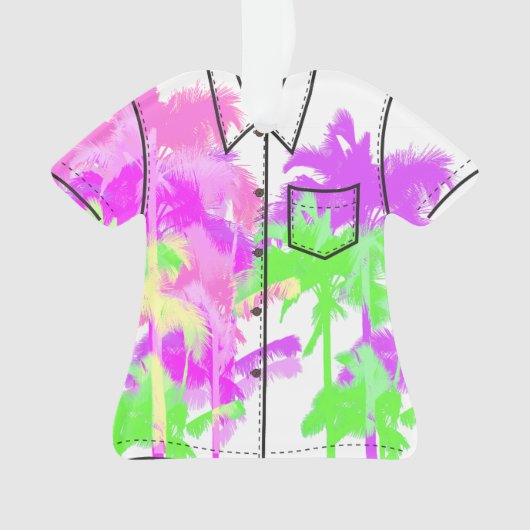 トロピカルヒートウェーブネオンハワイアンパームアロハシャツ オーナメント (正面)