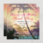 トロピカルヒートパームツリービーチパーティー招待状 招待状 (正面/裏面)