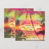 トロピカルヒートパームツリービーチパーティー招待状 招待状 (正面/裏面)