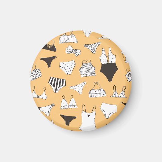 トロピカルビキニ:手描き夏のパターン マグネット (正面)