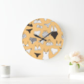 トロピカルビキニ：手描き夏のパターン ラージ壁時計 (ホーム)