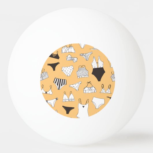 トロピカルビキニ：手描き夏のパターン 卓球ボール (正面)