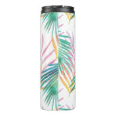 トロピカルビブピンク&ティール(緑がかった色)ウォーターカラーパームリーフ タンブラー (裏面)