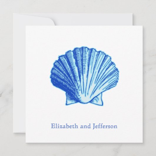 トロピカルビミニブルーシェル結婚式招待状 招待状 (正面)