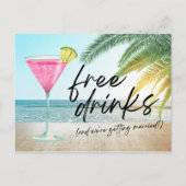 トロピカルビーチおもしろいウェディング日付を保存 案内ポストカード (正面)