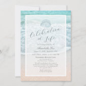 トロピカルビーチお祝いのライフ葬儀 招待状 (正面)