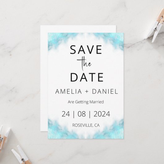 トロピカルビーチでの目的地ウェディング　保存日 招待状 (正面/裏面インサイチュ)