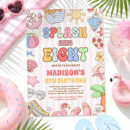 トロピカルビーチで8歳の誕生日を祝おう 招待状