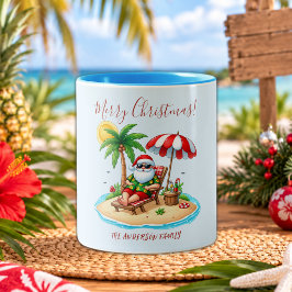 トロピカルビーチとサンタのクリスマスパーティー ツートーンマグカップ
