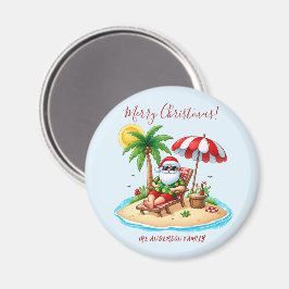 トロピカルビーチとサンタのクリスマスパーティー マグネット