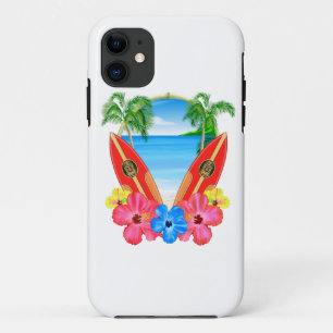 トロピカルビーチとサーフボード iPhone 11 ケース