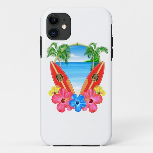 トロピカルビーチとサーフボード Case-Mate iPhoneケース (裏面)