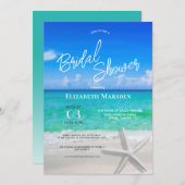 トロピカルビーチとヒトデブライダルシャワー 招待状 (正面/裏面)