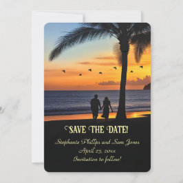 トロピカルビーチのカップル Save the Date 招待状