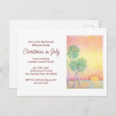 トロピカルビーチのクリスマス・イン・ジュライ・パーティ インビテーションポストカード (正面/裏面)