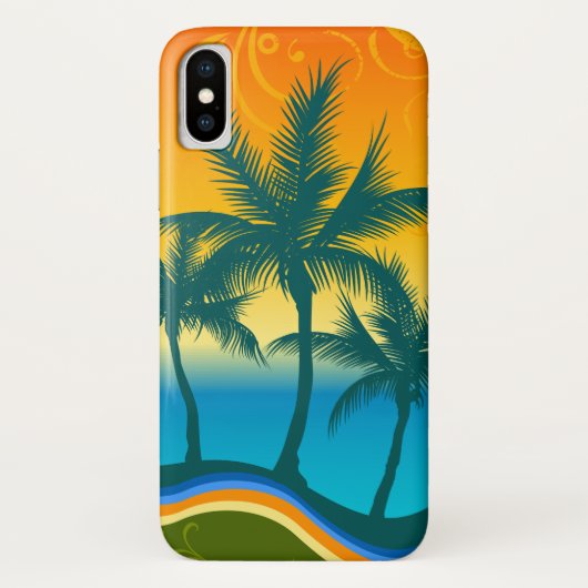 トロピカルビーチのサンセット iPhone X カバー (裏面)