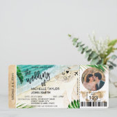 トロピカルビーチの世界地図の写真付き航空券 招待状 (スタンド正面)