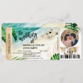 トロピカルビーチの世界地図の写真 搭乗券 招待状 (正面/裏面)