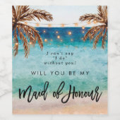 トロピカルビーチの夏のメイドの名誉の提案 ワインラベル (シングルラベル)