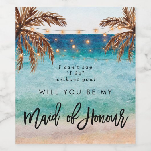 トロピカルビーチの夏のメイドの名誉の提案 ワインラベル (シングルラベル)