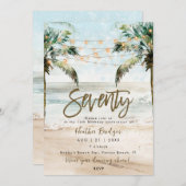 トロピカルビーチの手のひら70th誕生日パーティー 招待状 (正面/裏面)