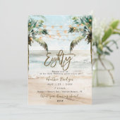 トロピカルビーチの手のひら80th誕生日パーティー 招待状 (スタンド正面)
