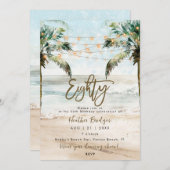 トロピカルビーチの手のひら80th誕生日パーティー 招待状 (正面/裏面)