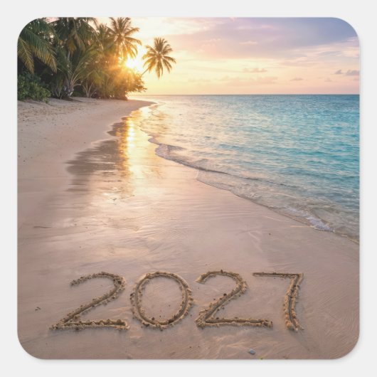 トロピカルビーチの新年 2027 スクエアシール (正面)