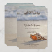 トロピカルビーチの海の貝殻での引退パーティー 招待状 (正面/裏面)