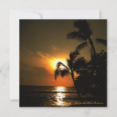 トロピカルビーチの海岸線での結婚式 招待状 (裏面)