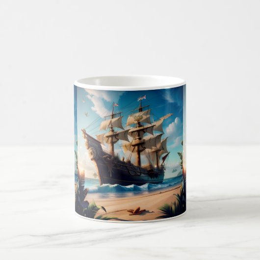 トロピカルビーチの海賊船 コーヒーマグカップ (中央)