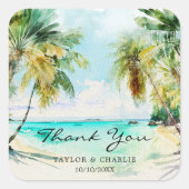トロピカルビーチの目的地の結婚式 スクエアシール (正面)