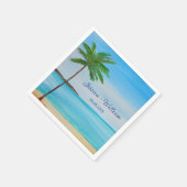 トロピカルビーチの目的地の結婚式 スタンダードカクテルナプキン (角)