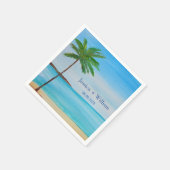 トロピカルビーチの目的地の結婚式 スタンダードカクテルナプキン (角)