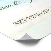 トロピカルビーチの結婚パームツリーの歓迎サイン ポスター (角)