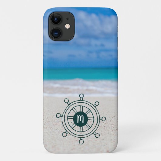 トロピカルビーチの航海船の舵のモノグラム Case-Mate iPhoneケース (裏面)