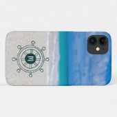 トロピカルビーチの航海船の舵のモノグラム Case-Mate iPhoneケース (裏面(横))