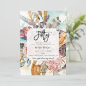 トロピカルビーチの花をあしらった50歳の誕生日パーティー 招待状 (スタンド正面)