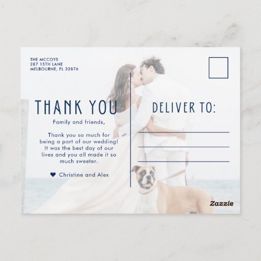 トロピカルビーチの行き先結婚式ありがとう ポストカード (裏面)