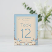 トロピカルビーチの貝殻 ウェディングテーブルナンバー ポストカード (スタンド正面)