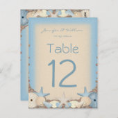 トロピカルビーチの貝殻 ウェディングテーブルナンバー ポストカード (正面/裏面)