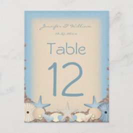 トロピカルビーチの貝殻 ウェディングテーブルナンバー ポストカード