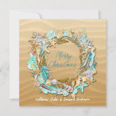 トロピカルビーチの貝殻、ヒトデ、サンドドル シーズンカード (正面)