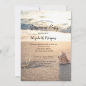 トロピカルビーチの貝殻 ワイングラス 引退 招待状 (正面)