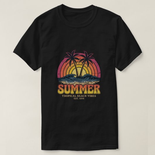 トロピカルビーチの雰囲気 - 夏の休暇旅行 Tシャツ (デザイン正面)