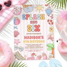 トロピカルビーチの6歳の誕生日パーティーに飛び込もう 招待状