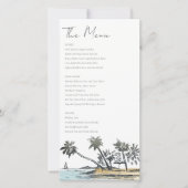 トロピカルビーチのPalm Tree Sketch結婚のメニューカード サンキューカード (正面)