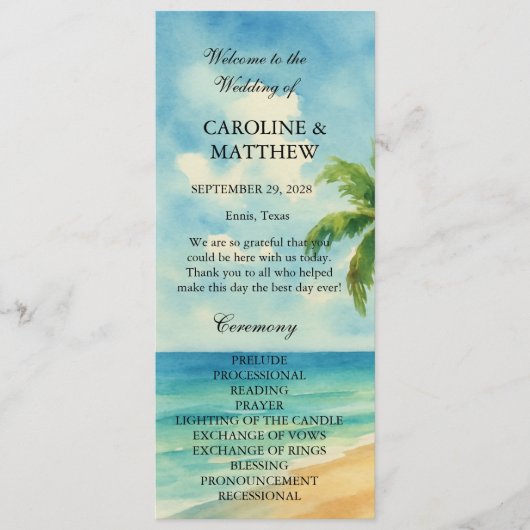 トロピカルビーチアイランドデスティネーションウェディング プログラム (正面)